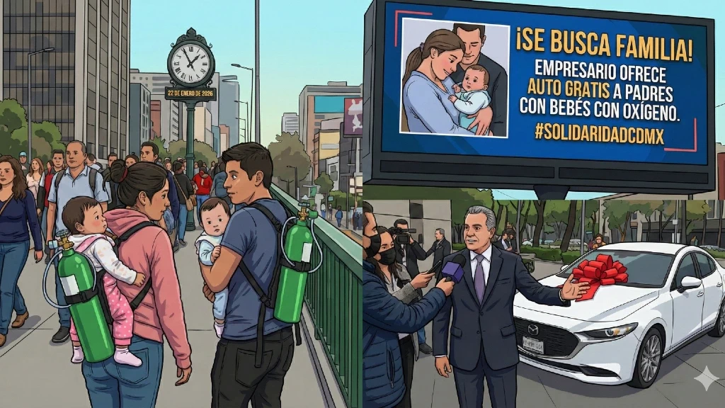 Conmovedora Odisea en CDMX: Padres Recorren la Ciudad con Tanques de Oxígeno para sus Bebés; Empresario Ofrece Coche Tras Viralizarse el Caso