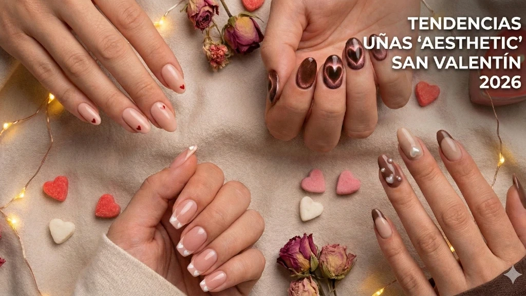 ¡Tendencia! 16 Diseños de Uñas 'Aesthetic' para San Valentín 2026 que Conquistan Corazones