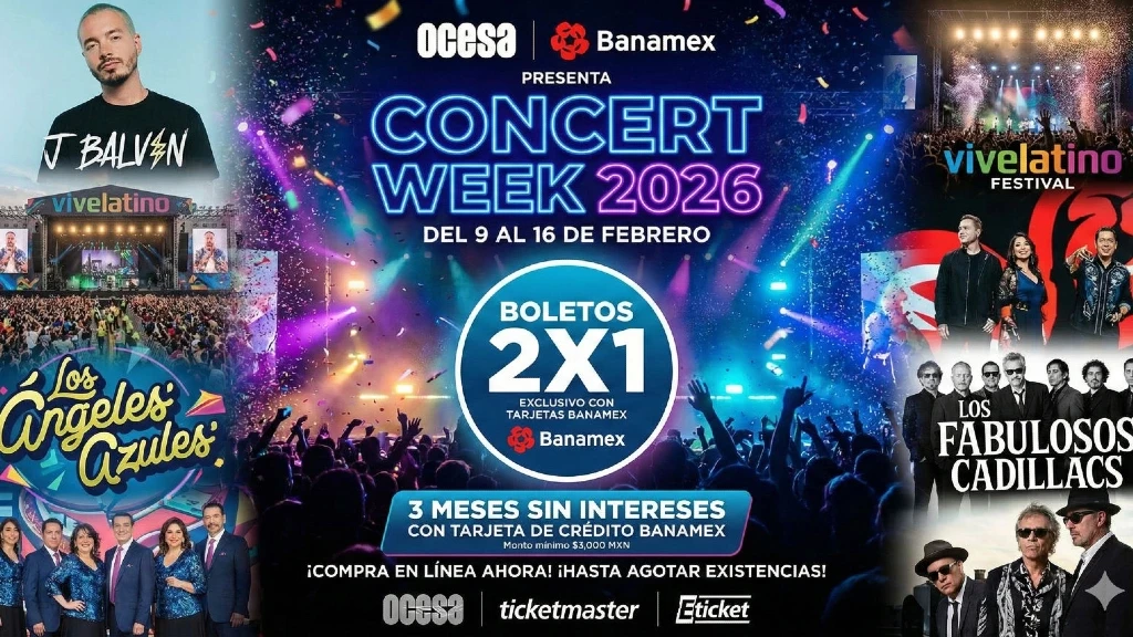 ¡Confirmado! Concert Week 2026 arranca con boletos 2x1 en Ticketmaster y Eticket con Banamex: La fiesta musical que no te puedes perder en México