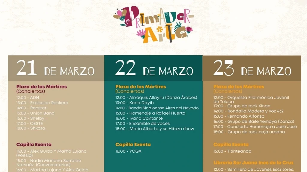 PrimaverArte en Toluca: Un Festival Cultural que Deslumbrará con Música, Teatro, Danza y Literatura del 17 al 22 de Marzo