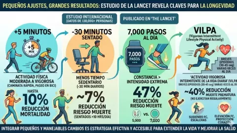 ¡Impactante! Solo 5 minutos de actividad diaria o reducir el sedentarismo pueden extender tu vida, revela una innovadora investigación